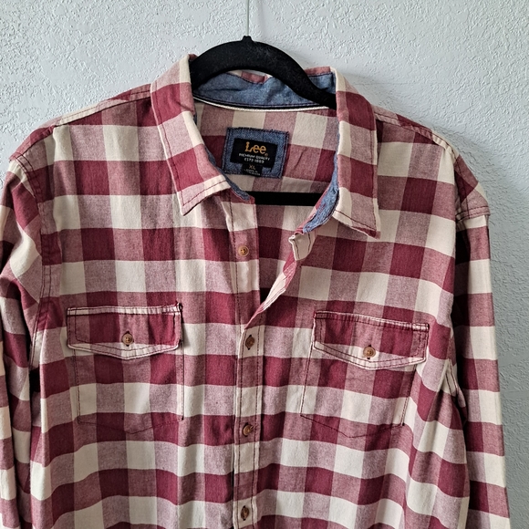 Lee Red Plaid Button Down Shirt - Picture 2 of 5
